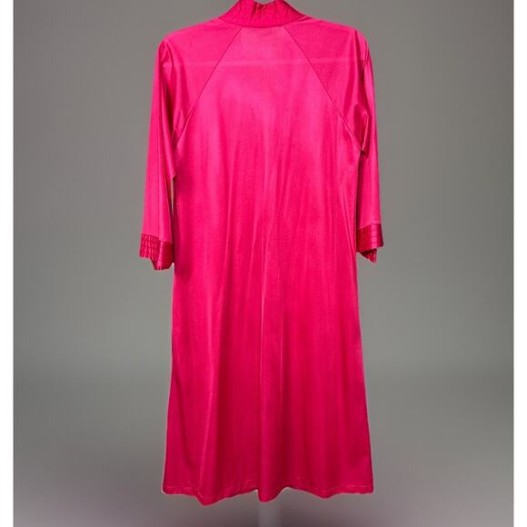 Vintage Vassarette Nylon Nightgown Small Raspberry Pink Quilted Yoke 3/4 Sleeve - Picture 4 of 16